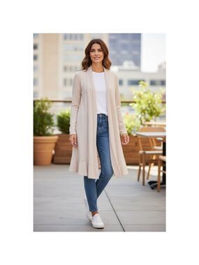 Context by Lord & Taylor Beige Cardigan Sweater Size S (20” PTP)